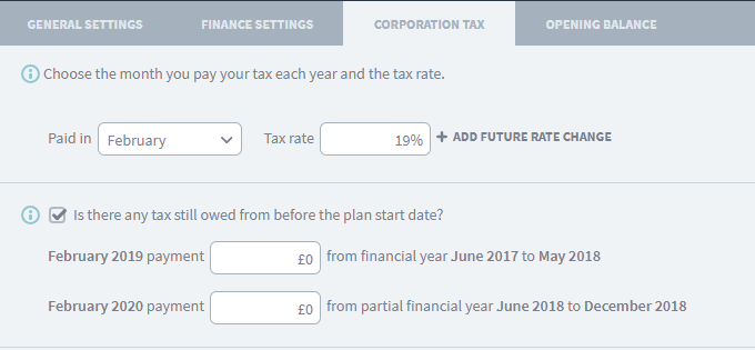 Corporation tax owed from before the plan start date 1