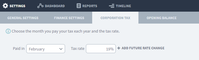 Setting tax rate and 'Paid in' month