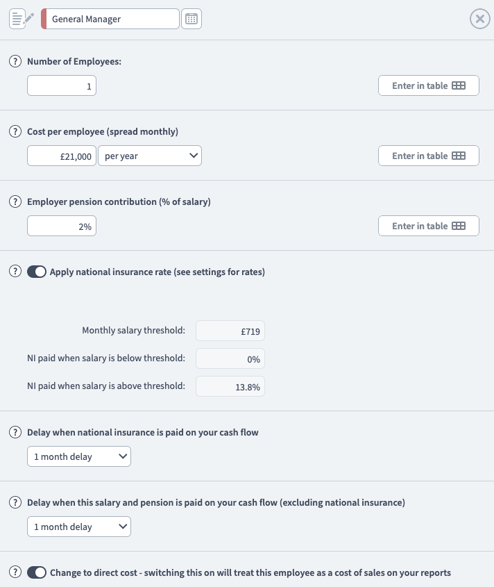 employee component setup