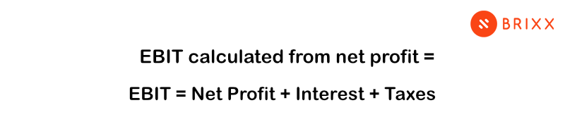 EBIT calculated from net profit