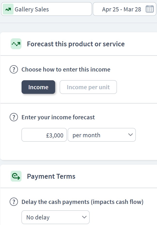 art gallery income component example