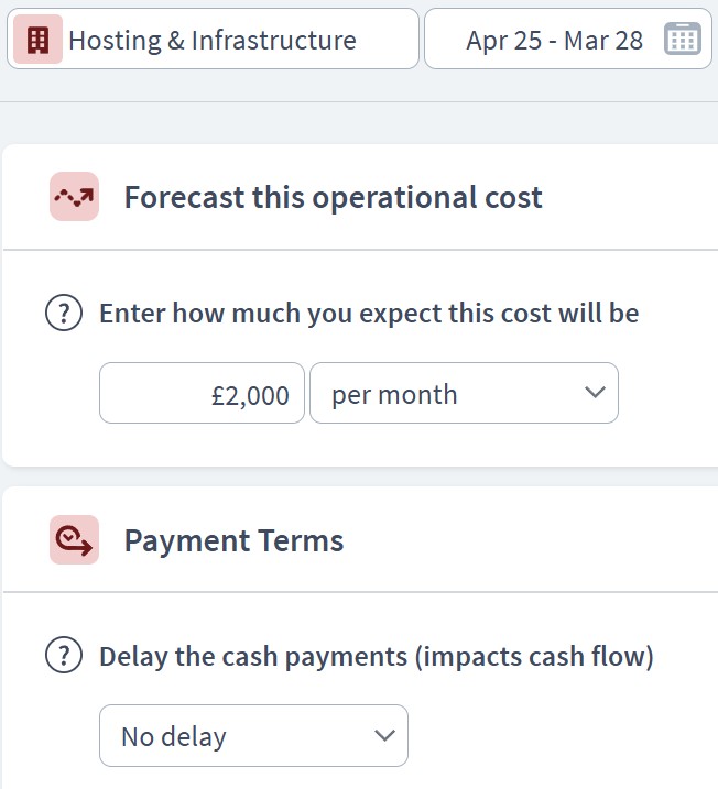 tech startup business expenditure component example