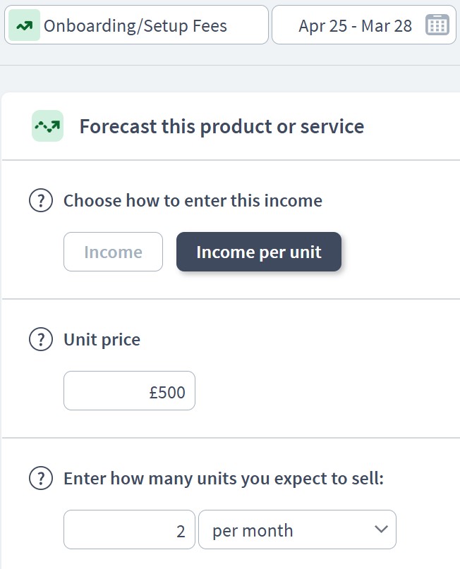tech startup business income component example
