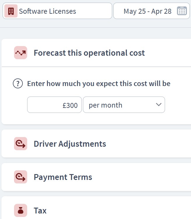 app developer expenditure component example