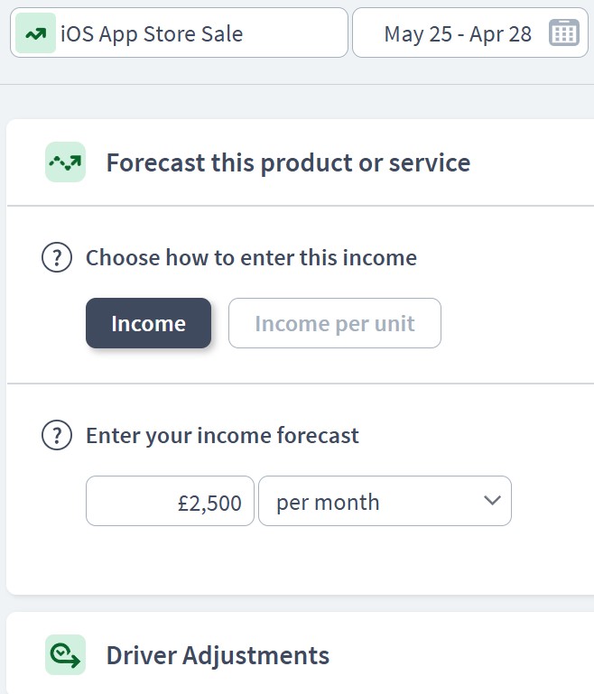 app developer income component example