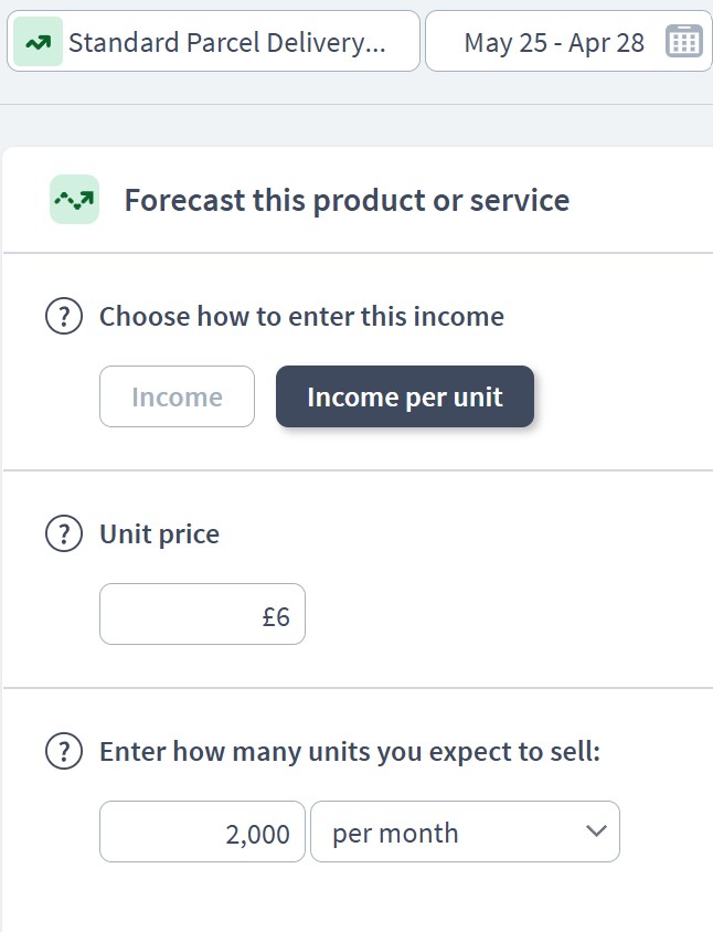 courier services income component example