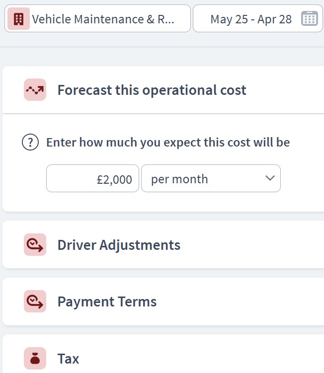 logistics company expenditure component example