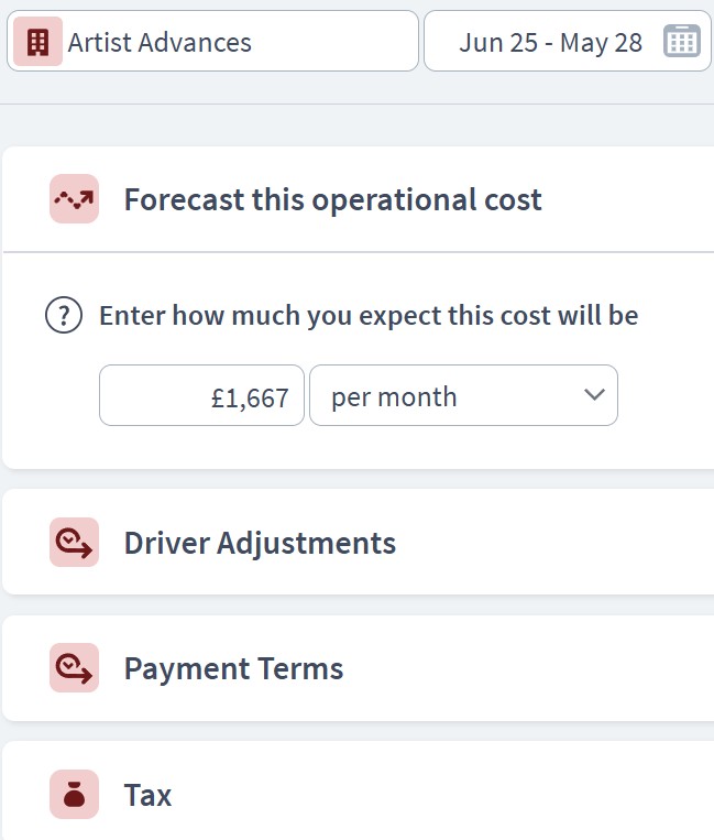 music label expenditure component example