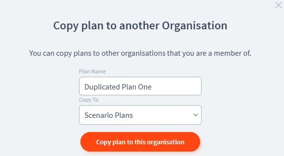 Copy plan to organisation save plan
