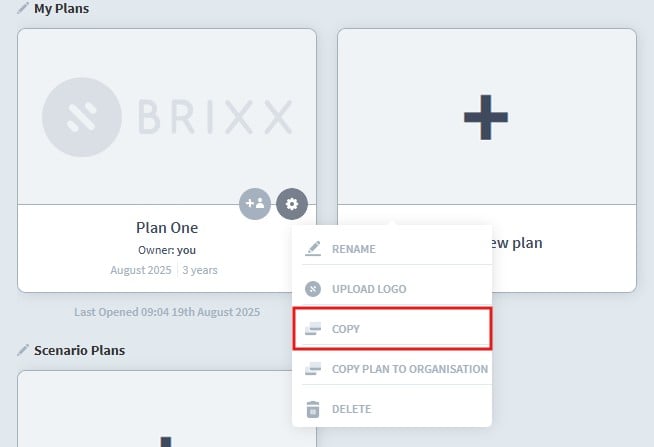 Copy your plan version 1