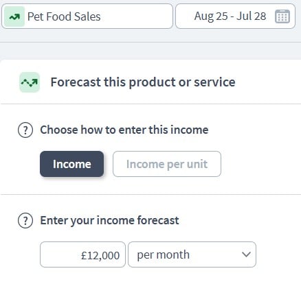 pet store income component example