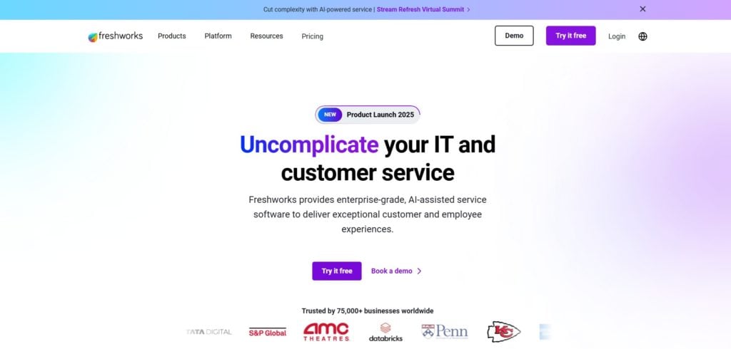 Freshworks Home Page for AI Tools