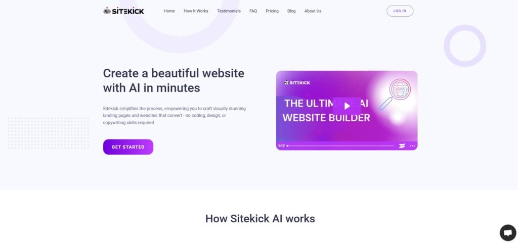 Sitekick Home Page for AI Tools