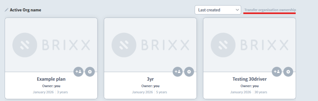 Transfer your Organisation in Brixx