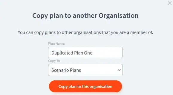 Copy plan to organisation save plan