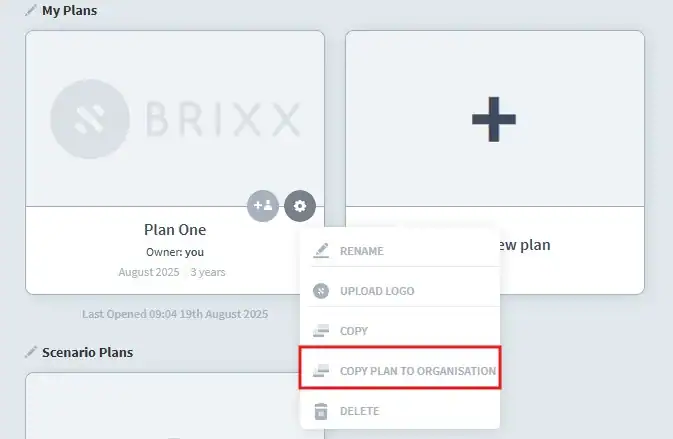 Copy plan to your organisation version 1