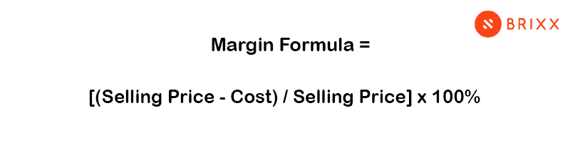 Margin = [(selling price - cost) / selling price] x 100%
