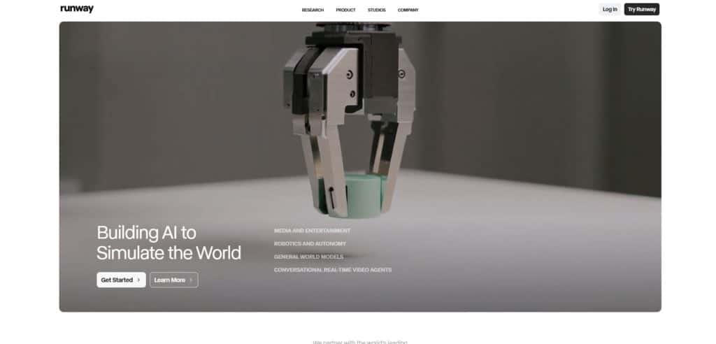 Runway Home Page for AI Tools