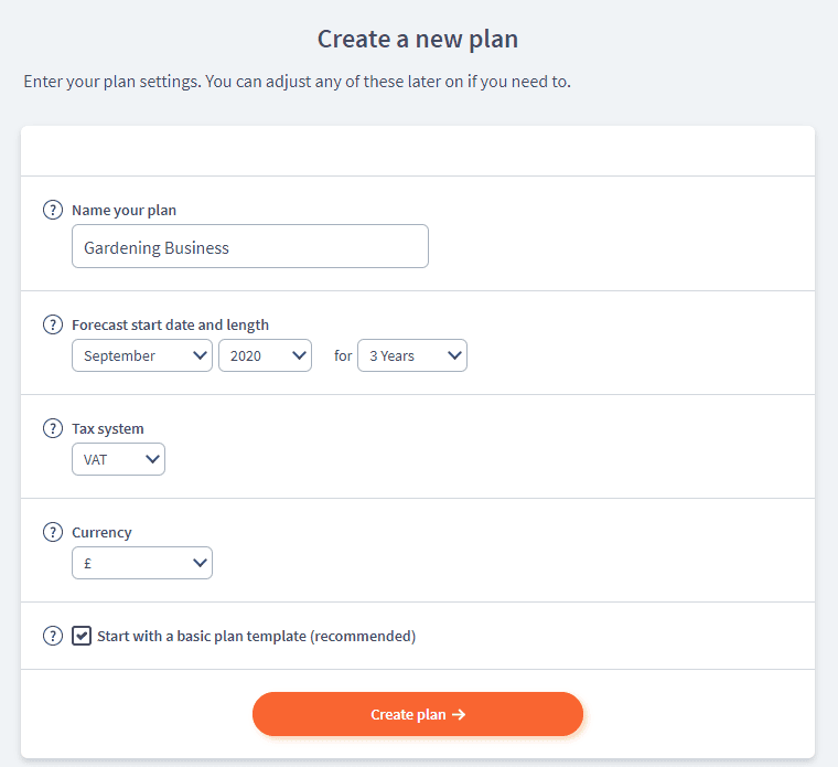 create new gardening business plan