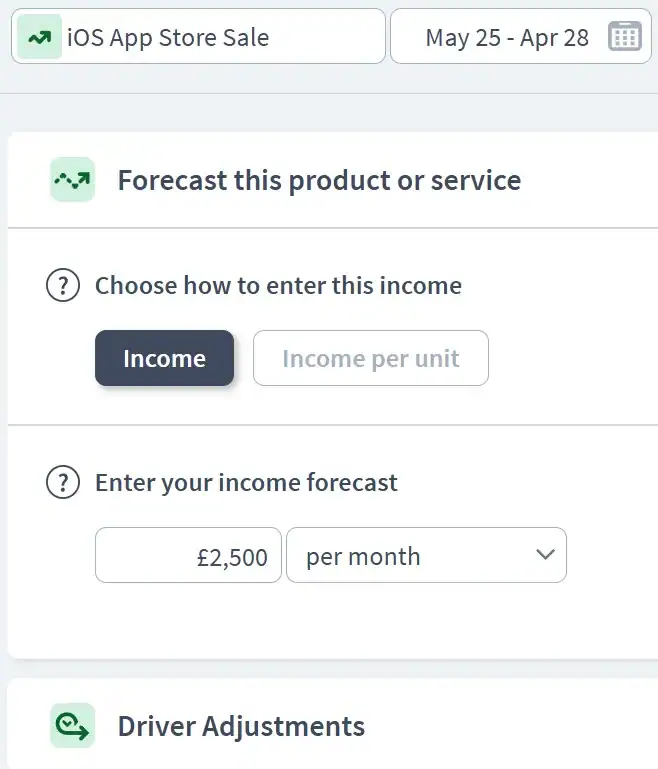 app developer income component example