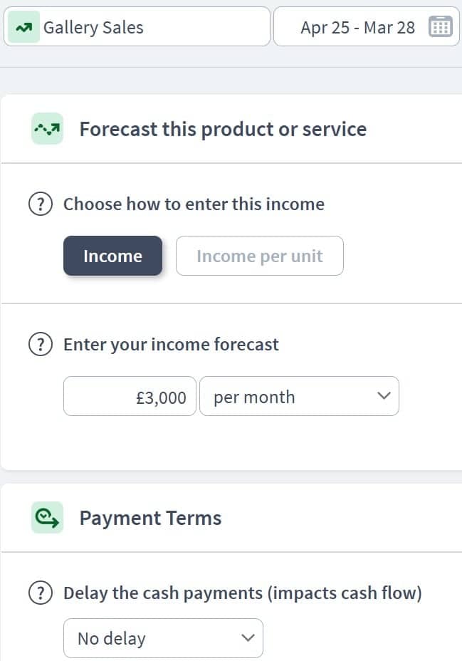 art gallery income component example