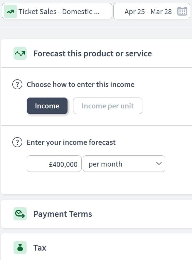 aviation business income component example