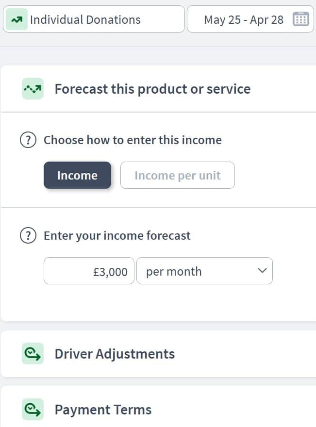 charity income component example