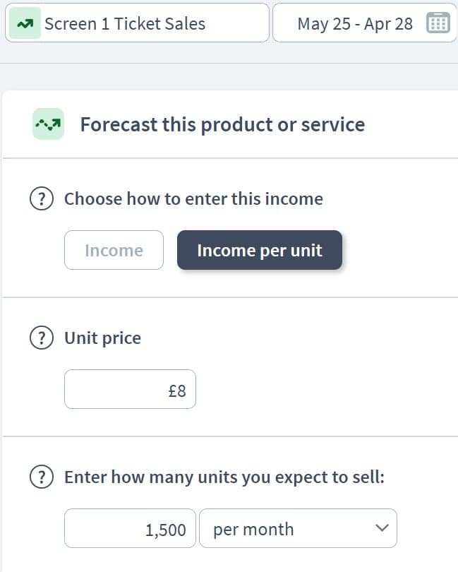 cinema business income component example
