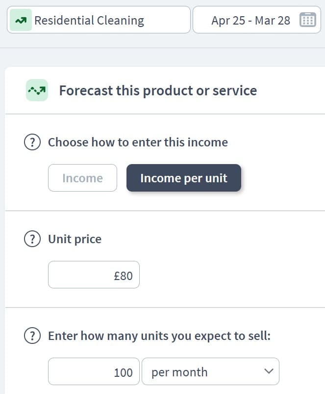 cleaning business income component example