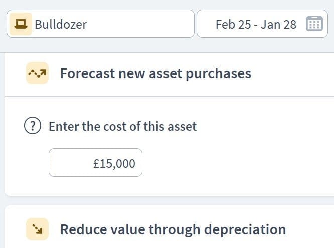 construction company asset components example with depreciation