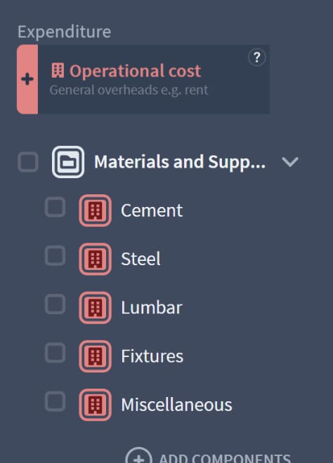 construction company expenditure components example brixx