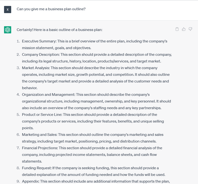 business plan template by chatgpt