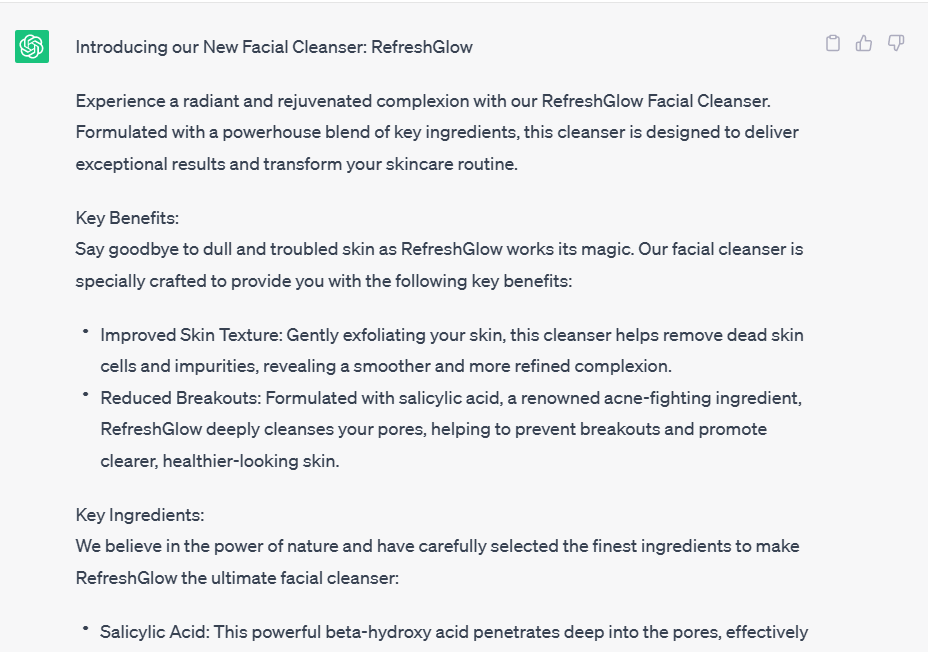 chatgpt for product description
