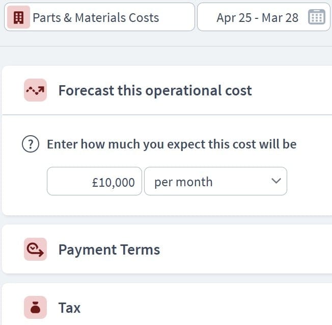 plumbing business expenditure component example