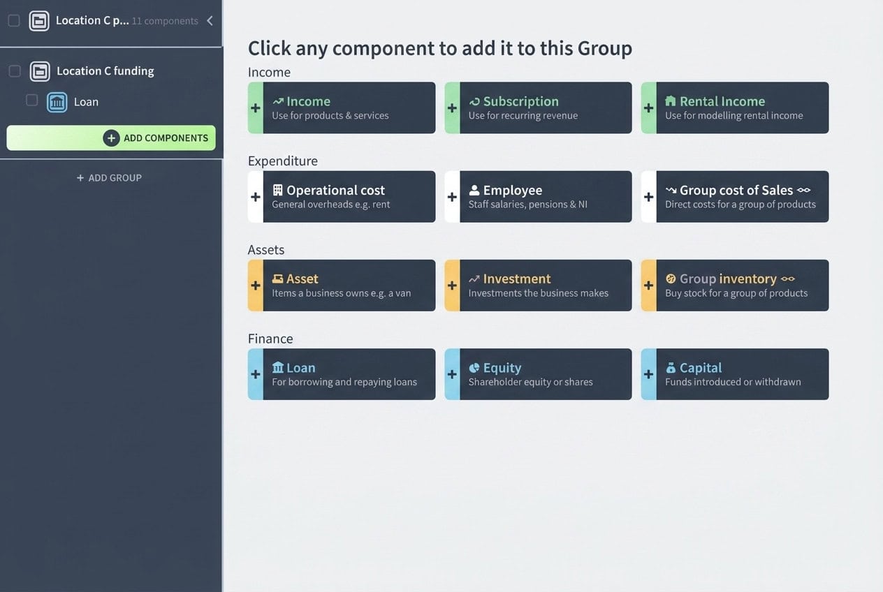 Financial management dashboard showing income, expenses, and assets in Brixx software.