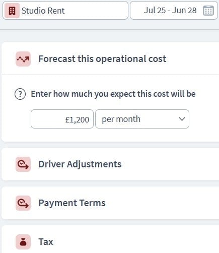 tattoo studio expenditure component example