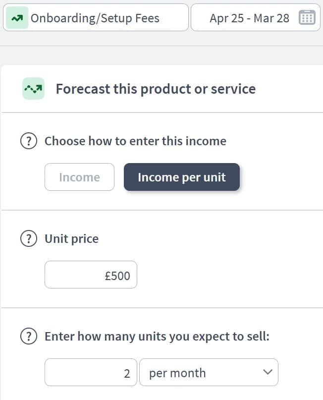 tech startup business income component example
